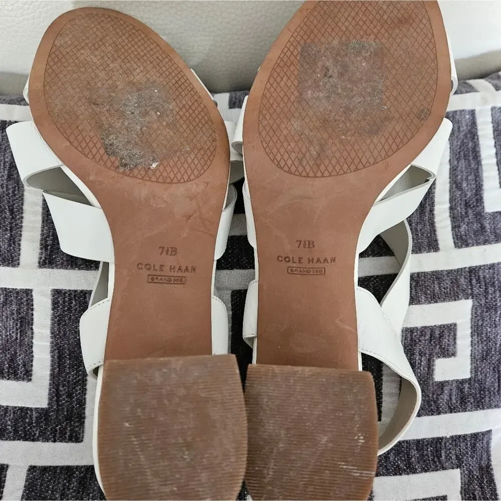 COLE HAAN Jamie Leather Sandals Chunky Heel size 7.5 - Picture 6 of 9